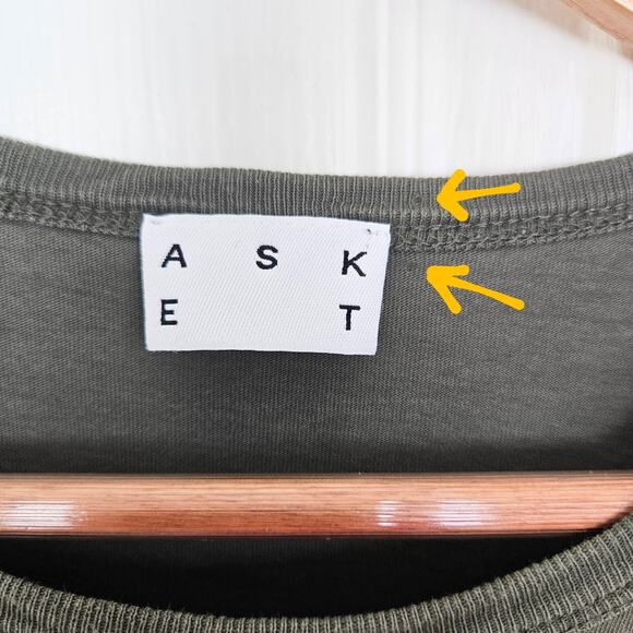 ASKET Men's Short Sleeve The T-Shirt - Olive Green Medium Long (MT) - Picture 4 of 9